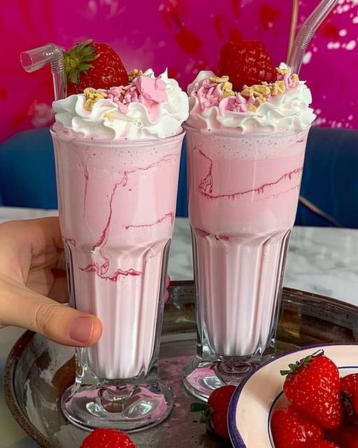 y492 🍓 Erdbeer Milchshake mit nur 3 Zutaten – So lecker & gesund!