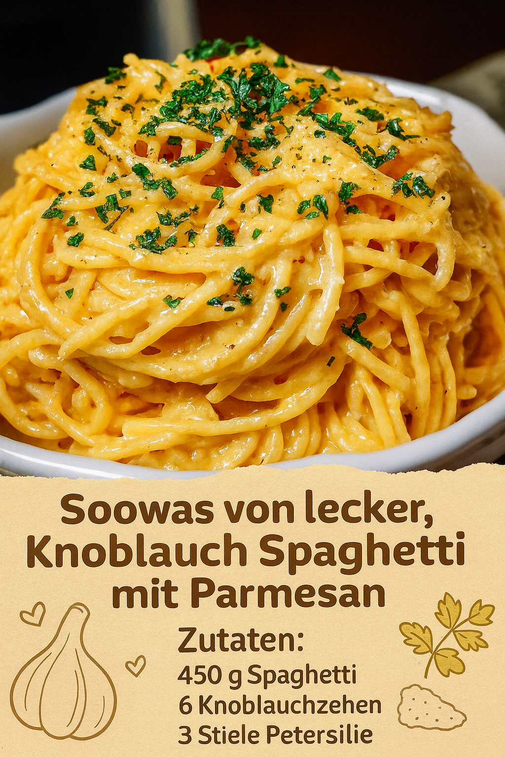 y625 Soowas von lecker, Knoblauch Spaghetti mit Parmesan