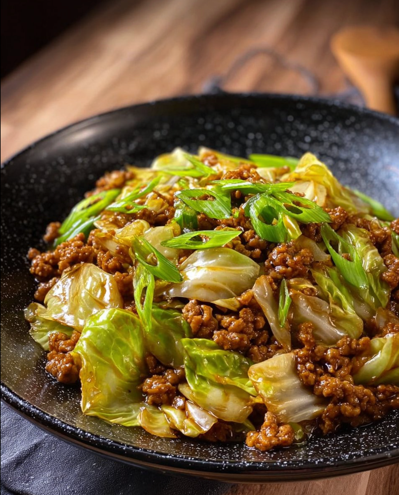 y635 Chinakohl-Hackfleisch-Pfanne mit cremigem Schmand