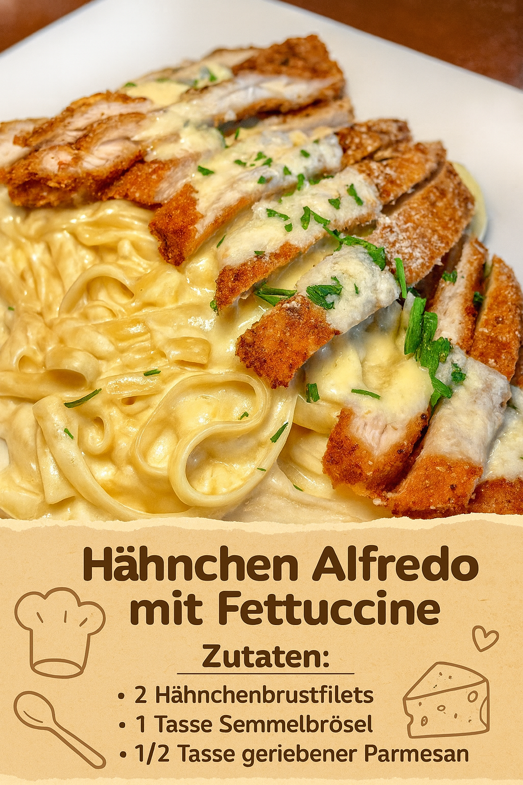 y627 Hähnchen Alfredo mit Fettuccine - Cremig, knusprig & unwiderstehlich lecker 👌💕