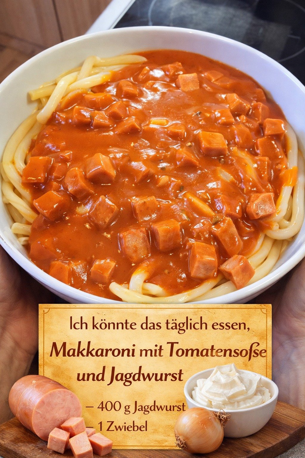 y707 Makkaroni mit Tomatensoße & Jagdwurst