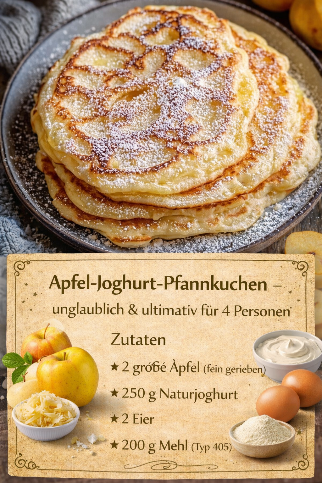Apfel-Joghurt-Pfannkuchen y834 Apfel-Joghurt-Pfannkuchen – unglaublich & ultimativ für 4 Personen