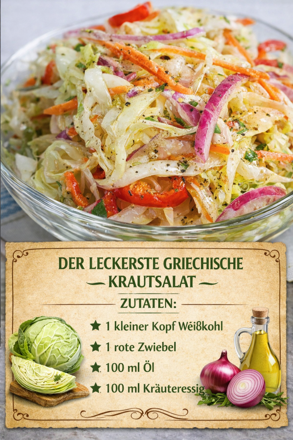 GRIECHISCHE-KRAUTSALAT-y824 Griechischer Krautsalat – knackig, aromatisch und perfekt für jede Gelegenheit