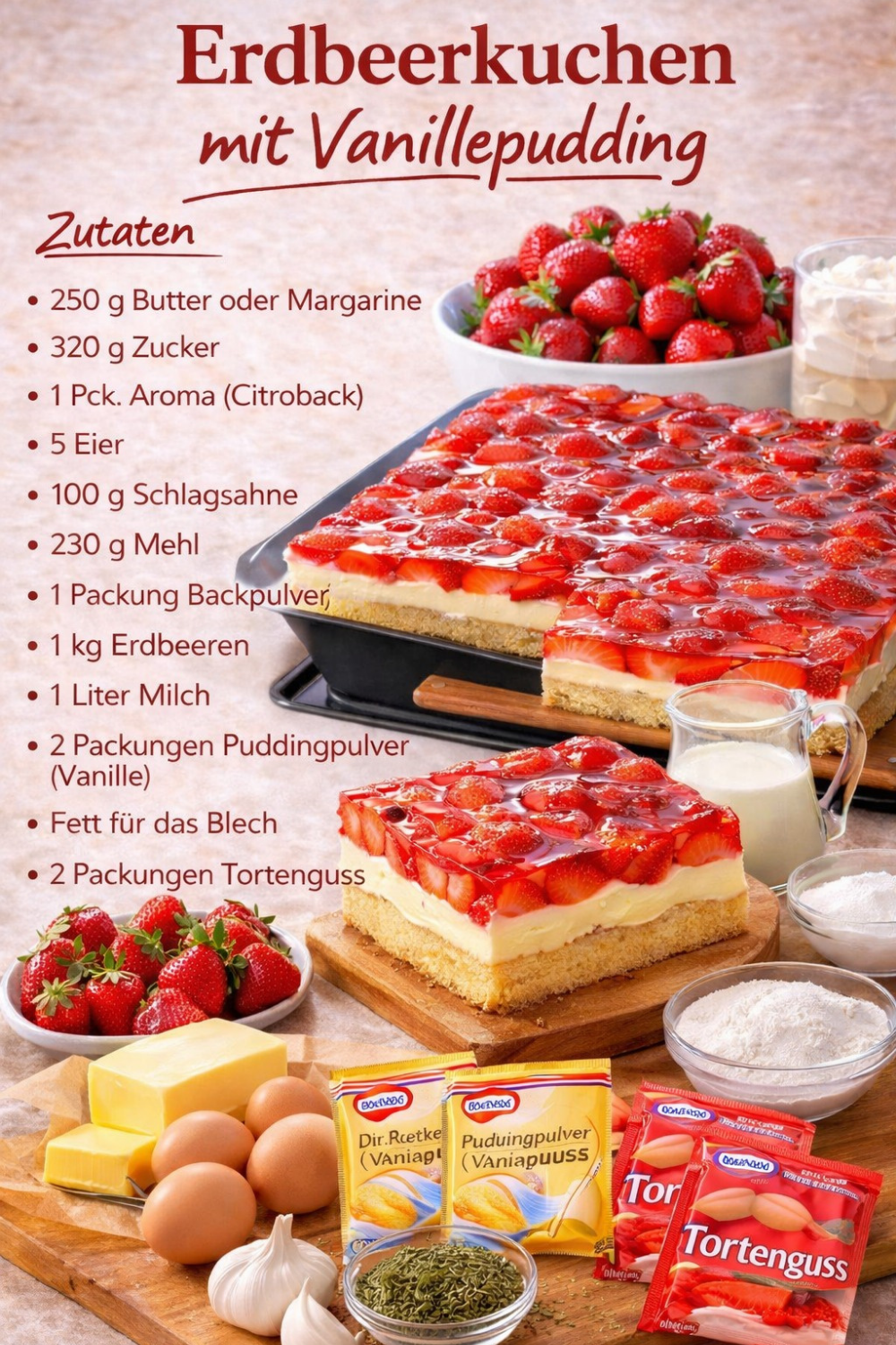 Erdbeerkuchen mit Vanillepudding y859 Der ultimative Erdbeerkuchen mit Vanillepudding – unglaublich lecker! 🍓😍