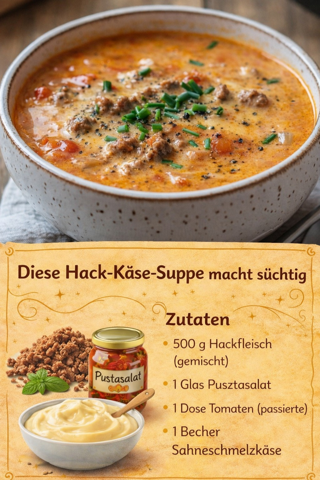 Hack-Käse-Suppe-y852 Diese Hack-Käse-Suppe macht süchtig – cremig, würzig und unglaublich lecker 😍