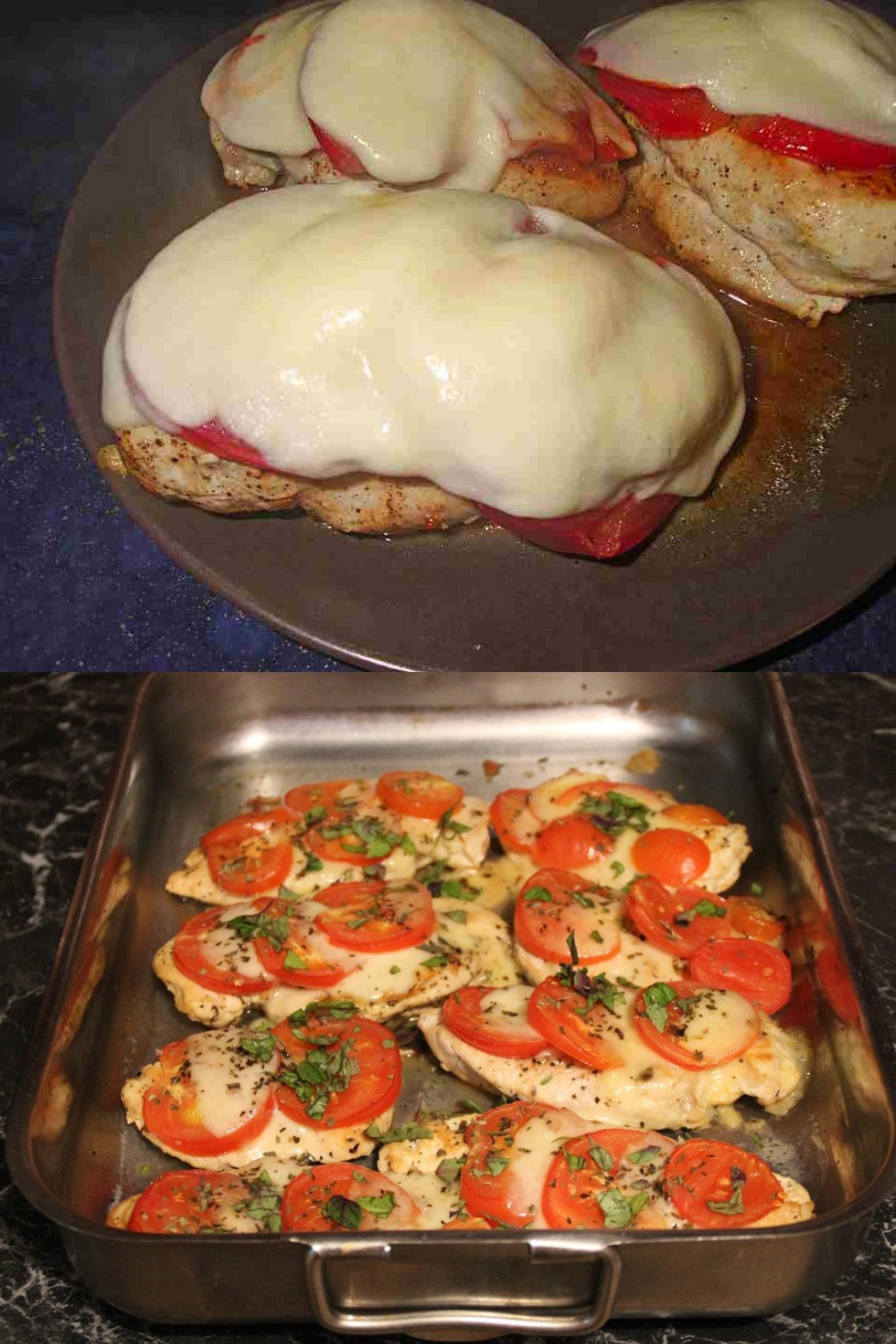 Hähnchenbrust mit Tomate und Mozzarella aus dem Ofen y848 So saftig! Hähnchenbrust mit Tomate und Mozzarella aus dem Ofen 😍